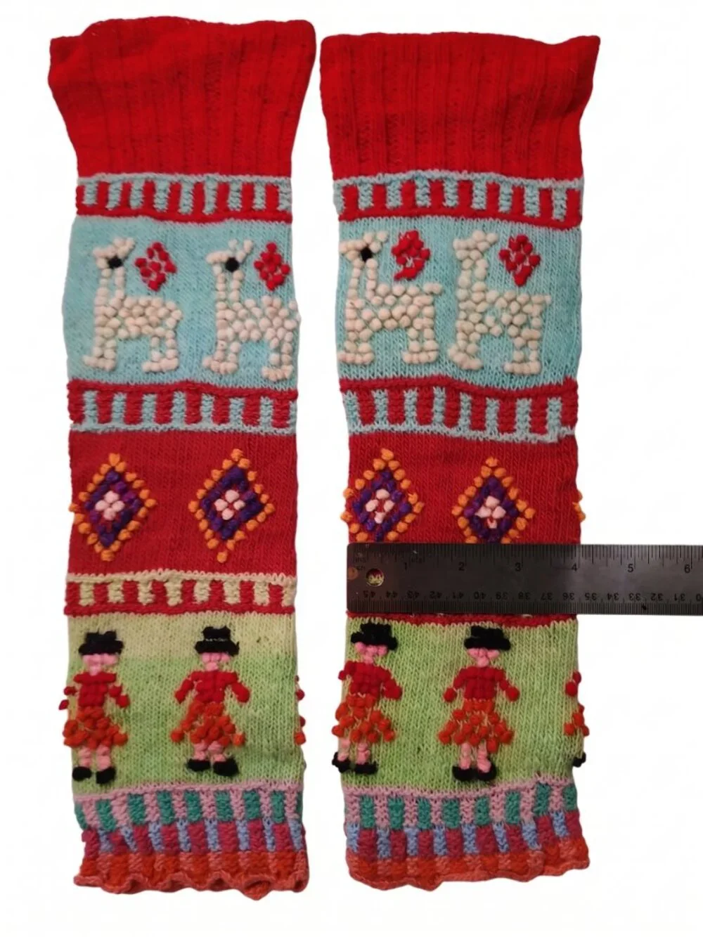 Andean Hand-Knitted Leg Warmers with Alpaca Designs